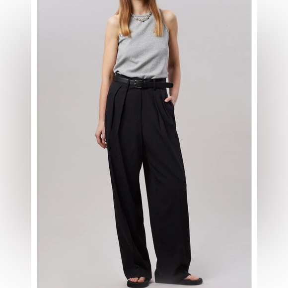 NWT The Frankie Shop TANSY PLEATED TROUSERS - BLACK - Picture 3 of 15